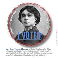 Digital I Voted Sticker with image and text of Mary Emma Townsend Seymour