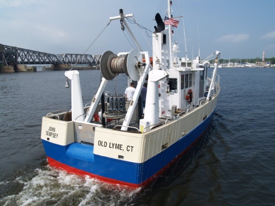 Photograph of the CT DEEP Long Island Sound monitoring vessel, The John Dempsey
