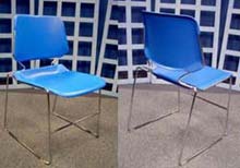 Dakota High Density Polypropylene Stacking Chair with Gang Glides, Cobalt Blue