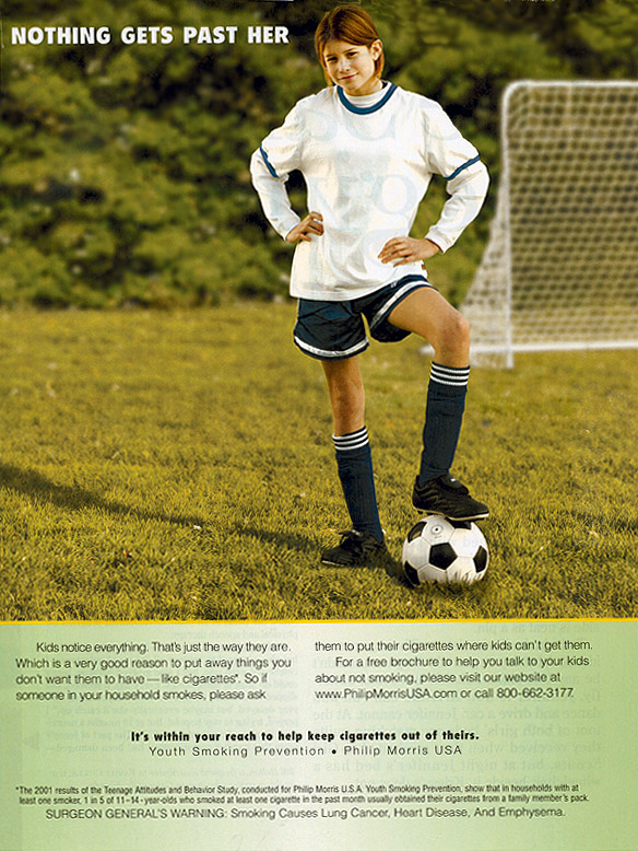 phillip morris ad with girl playing soccer