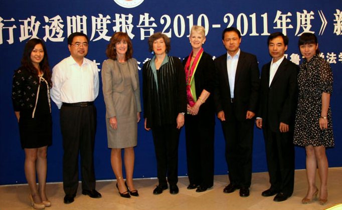 Colleen Murphy (third from left) with the organizers of a Press Conference and International Workshop on China’s Administrative Transparency Report 2010. This event took place on September 28, 2011 at Peking University in Beijing, China.