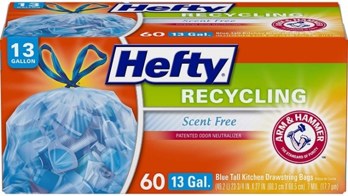 Reli. 13 Gallon Trash Bags, Tall Kitchen Recycling Blue Garbage