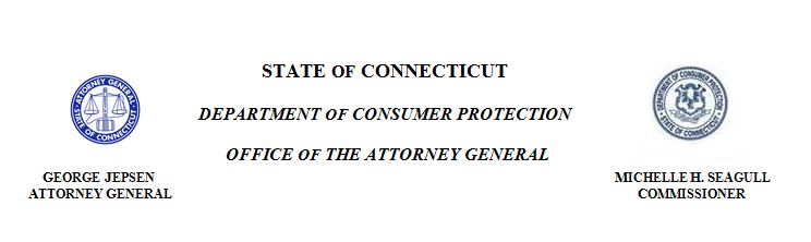 Joint Release of the Attorney General and Department of Consumer Protection Header