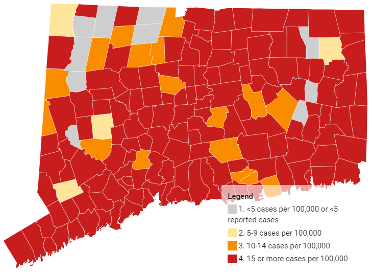 COVID Alert Map for CT