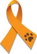 Orange ribbon with paw print