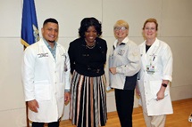 From left, Ivan Sarmiento, nurse manager, Saint Francis Hospital Emergency Department; Vannessa Dorantes, commissioner of Connecticut Department of Children and Families; Bolton First Selectman Pamela Sawyer, and Dr. Karianne Silverman, chair, Obstetrics and Gynecology.