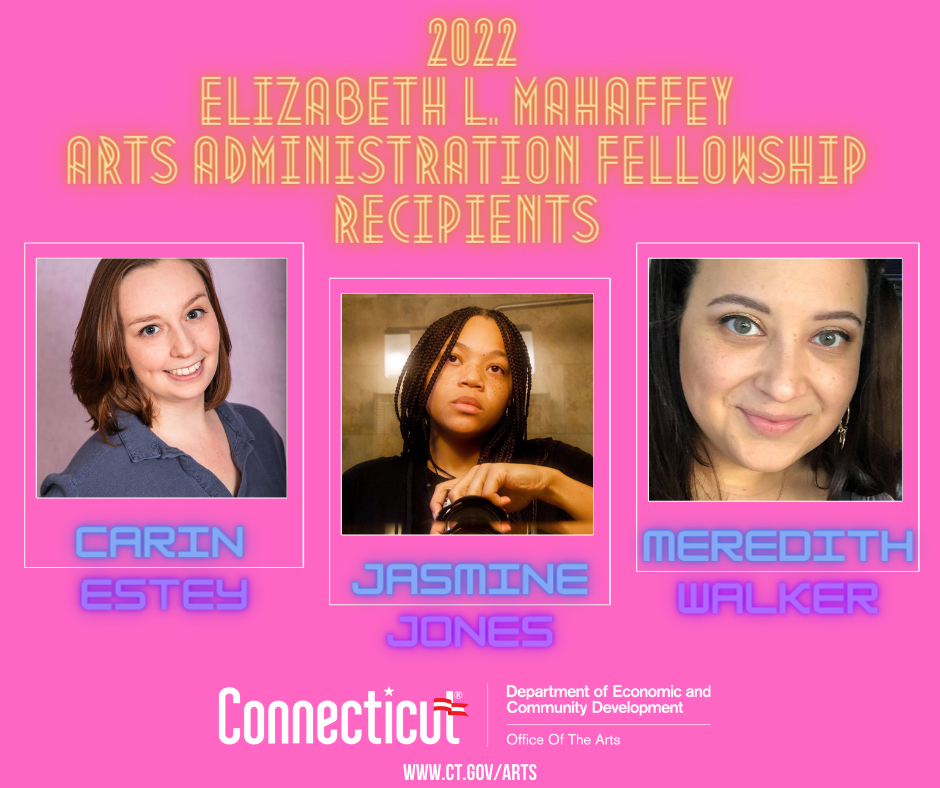 Pink and Yellow grahic with photos of 2022 Mahaffey recipients