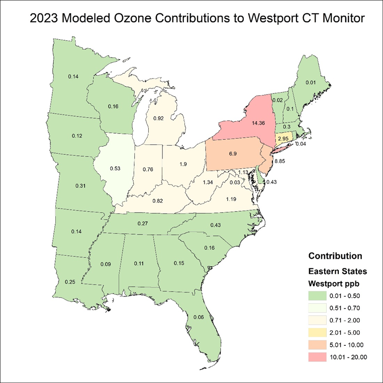 2023 Modeled Ozone Contributions to the Westport Monitor