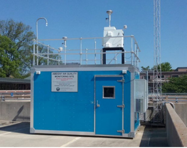 A photo of the CT DEEP Air Monitoring Station in Danbury, CT. 