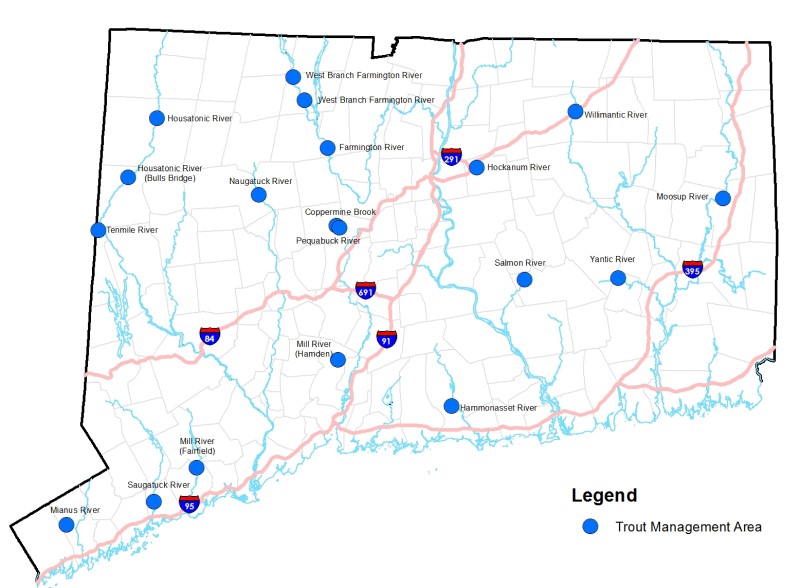 a map of Connecticut's trout management areas