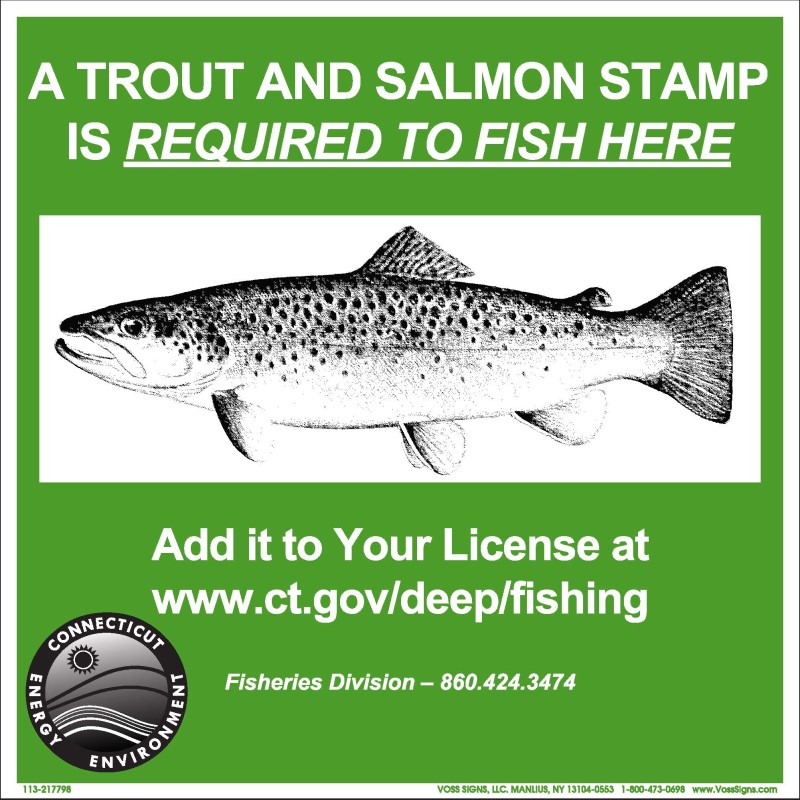 trout and salmon stamp required to fish sign