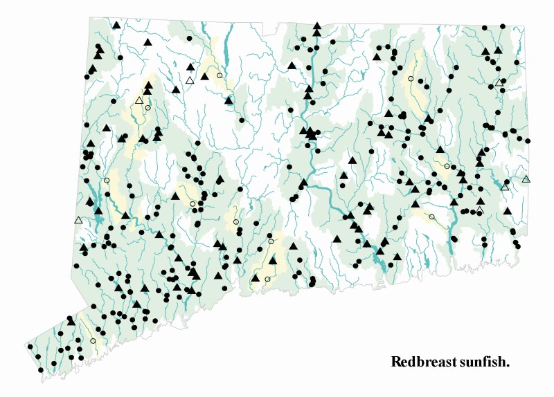 Redbreast sunfish distribution map. 