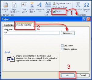 diagram showing how to embed a document into a Word document