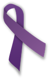 Purple overdose awareness ribbon against a white background