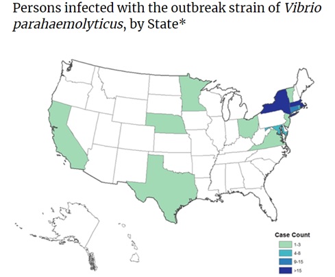 CDC 2013 Vibrio Outbreak Map