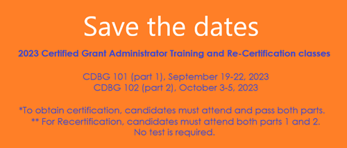 save the dates for upcoming cdbg classes