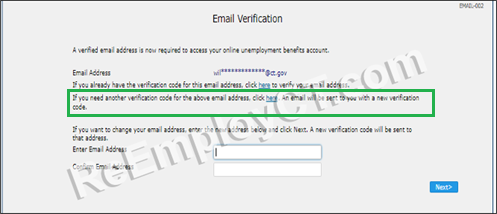 the Email Verification screen