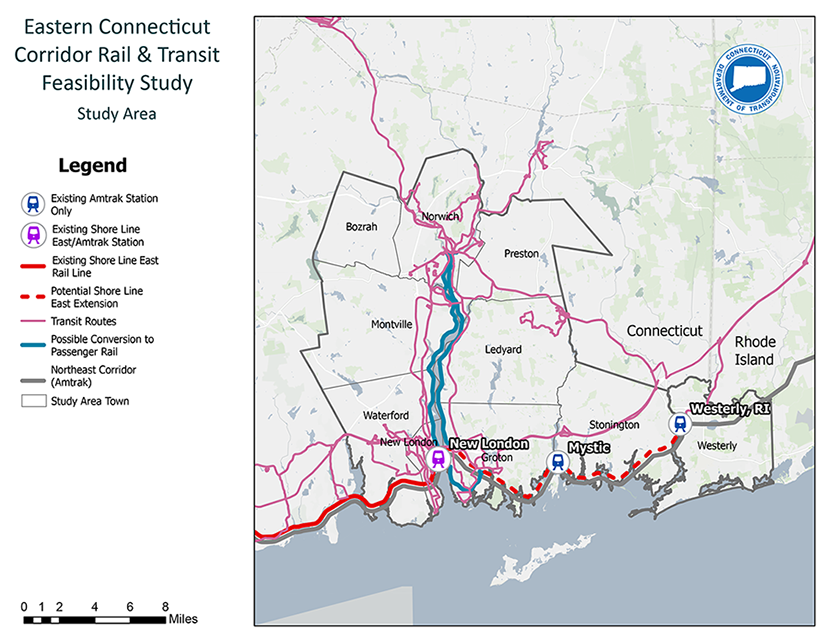 Eastern Connecticut Corridor Rail & Transit Feasibility Study Area