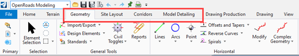 Feature Placement Tools on the Ribbon - OpenRoads Interface