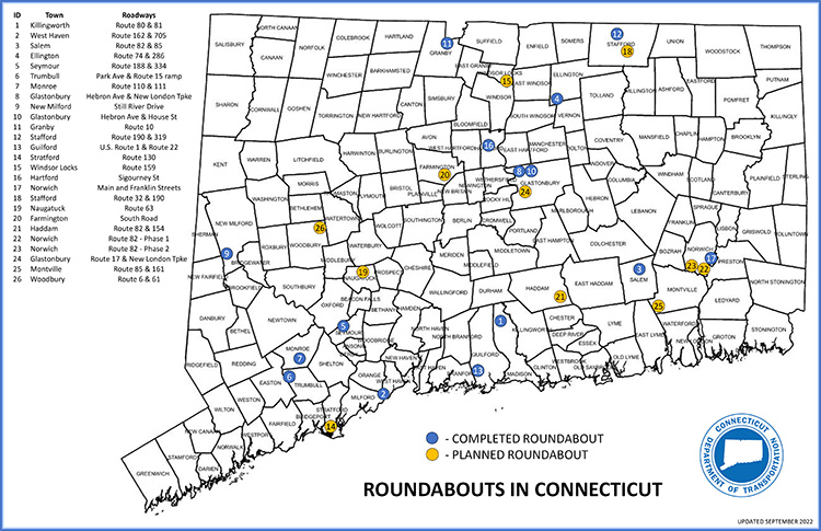 CTDOT Roundabout Map - September 2022 (small version)