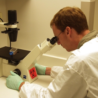 Laboratory examination under a microscope