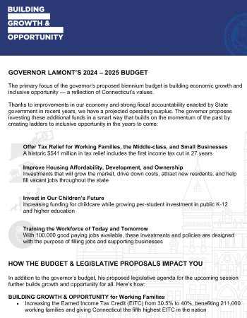 Fact sheet on Governor Lamont's proposals