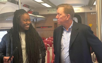 Governor Lamont on the New Haven Line
