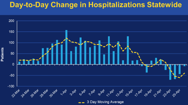 Day-to-Day Change in Hospitalizations Statewide