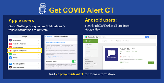 Instructions for installing COVID Alert CT