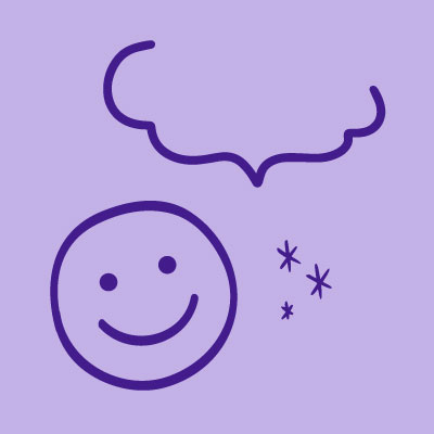 smiley face with thinking bubble for Get Help