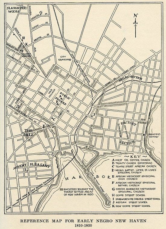 Map of the African American population of New Haven, 1810-1850