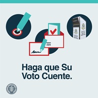 Image and text in spanish: Haga que Su Voto Cuente.