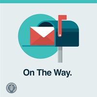 image of mailbox and text On the way.