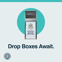 Image of drop box and text: Drop Boxes Await.