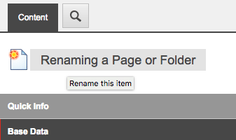 Content Area - Rename Page or Folder