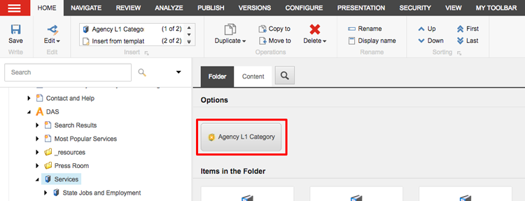 Adding an agency navigation topic from the content area