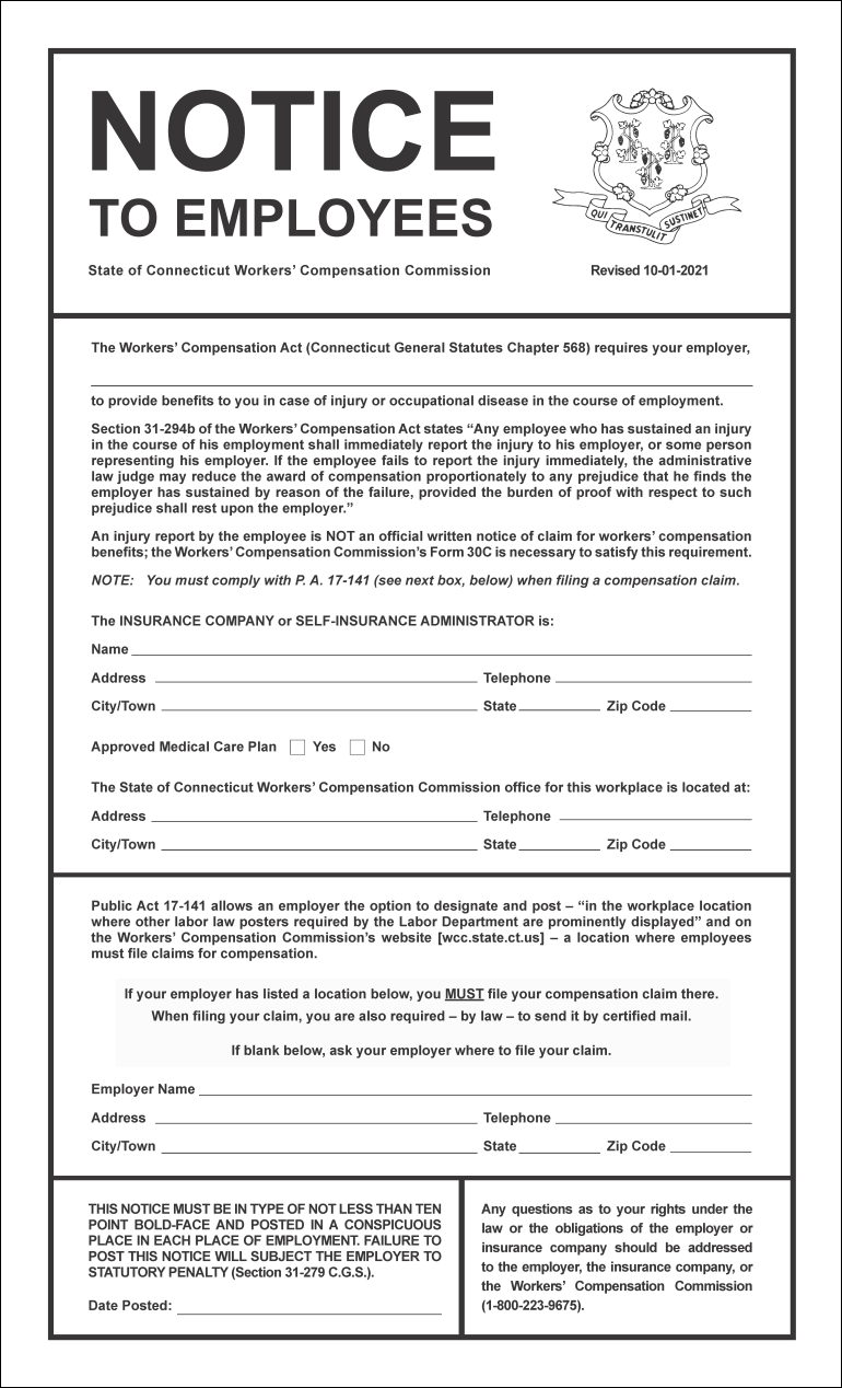Illustration of the "Notice to Employees" Form