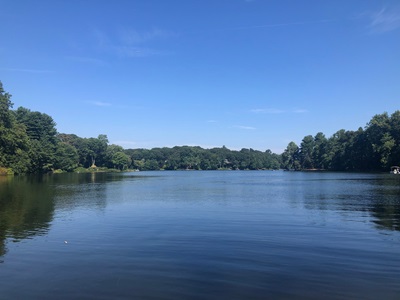 Landscape photo of Canoe Brook Lake in Trumbull, CT.