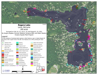 Survey map of aquatic plants in Rogers Lake.