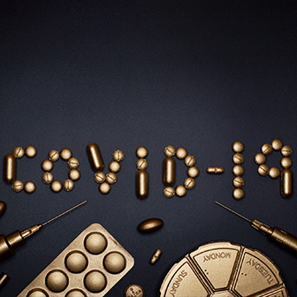 Gold Lettering Spelling COVID-19
