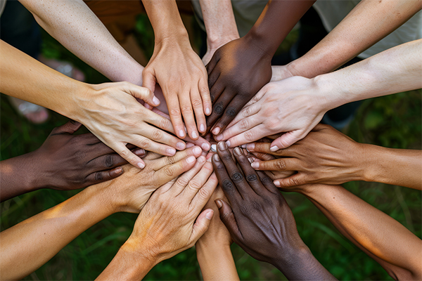 Hands of different ethnicities