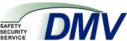 Text and logo for the DMV (Safety, Security, Service)