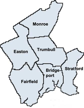 Map of the Towns in the Fairfield Judicial District