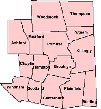 Map of the Towns in the Windham Judicial District