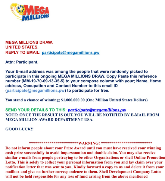 SCAM ALERT CLC AND DCP WARN CONSUMERS ABOUT MEGA MILLIONS EMAIL SCAM