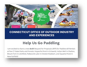 Screenshot of Newsletter header titled Help Us Go Paddling.