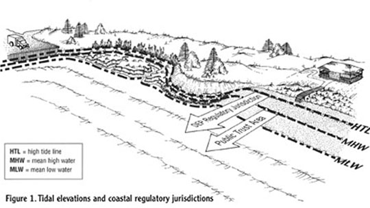 Figure 1. Tidal elevations and coastal regulatory jurisdictions