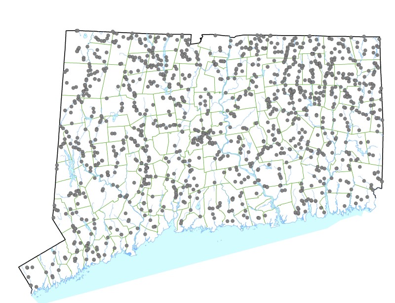 a map of stream survey sample locations