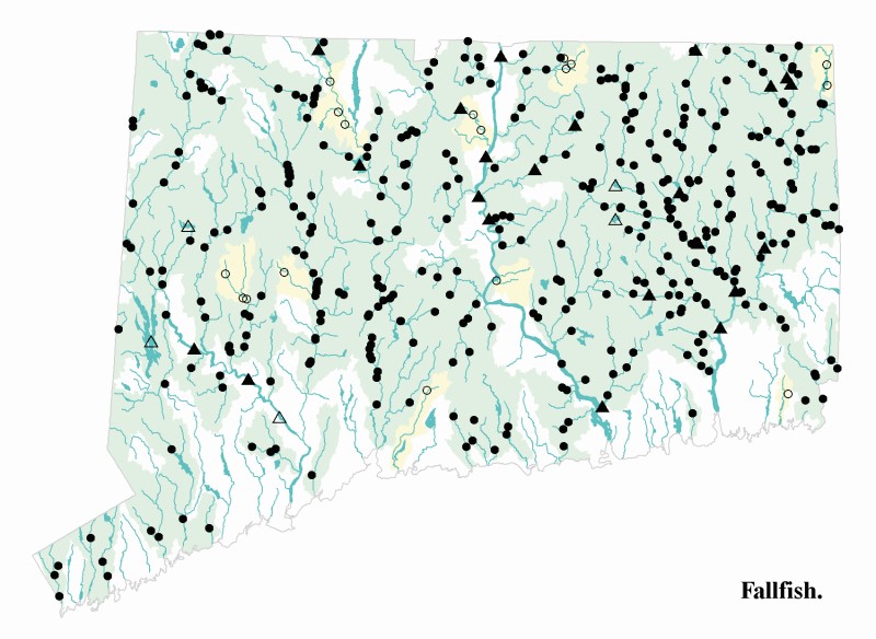 Fallfish distribution map.