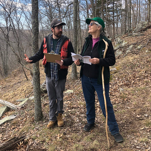 Eastern District Service Forester providing technical assistance with private landowner